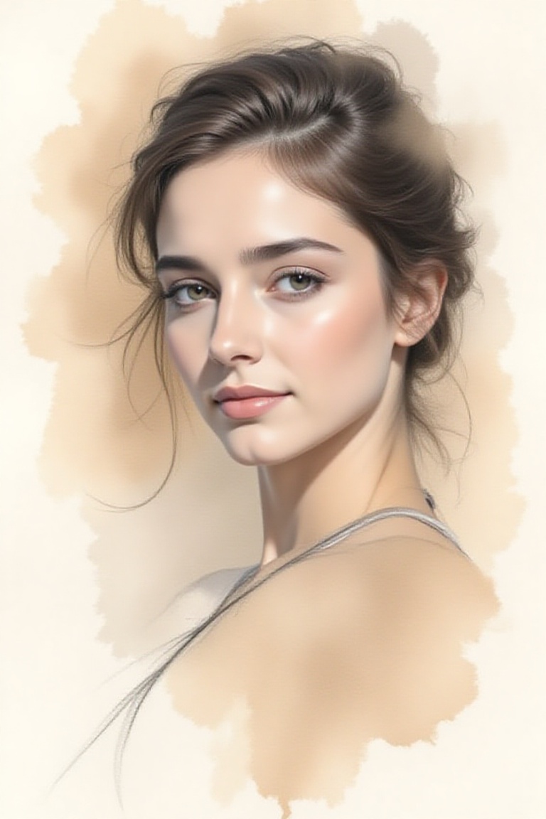 Portrait of a woman,  20yo,  sketch on Tensor.Art