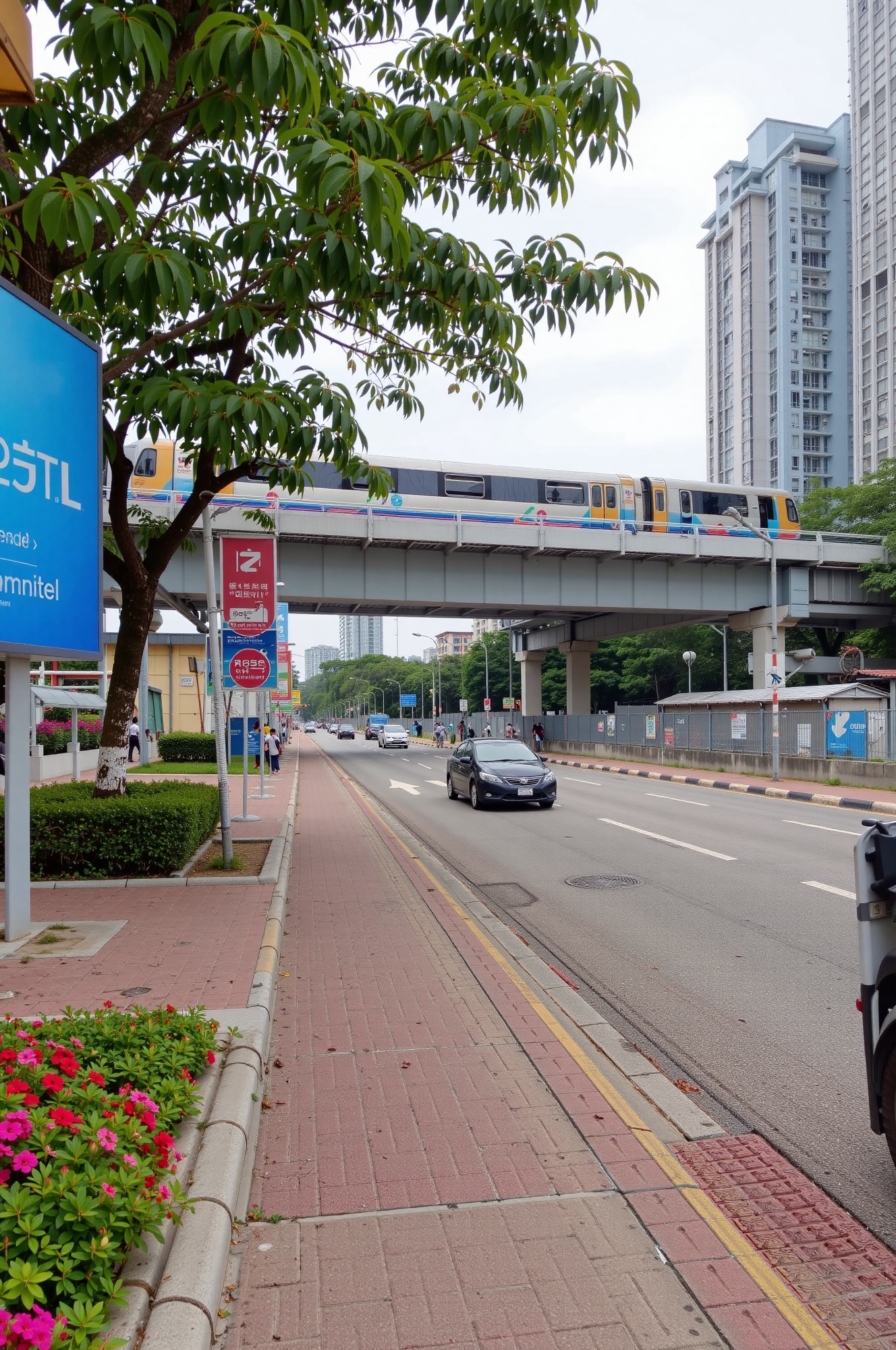 Car on the street,  Led billboards,  signage board on Tensor.Art