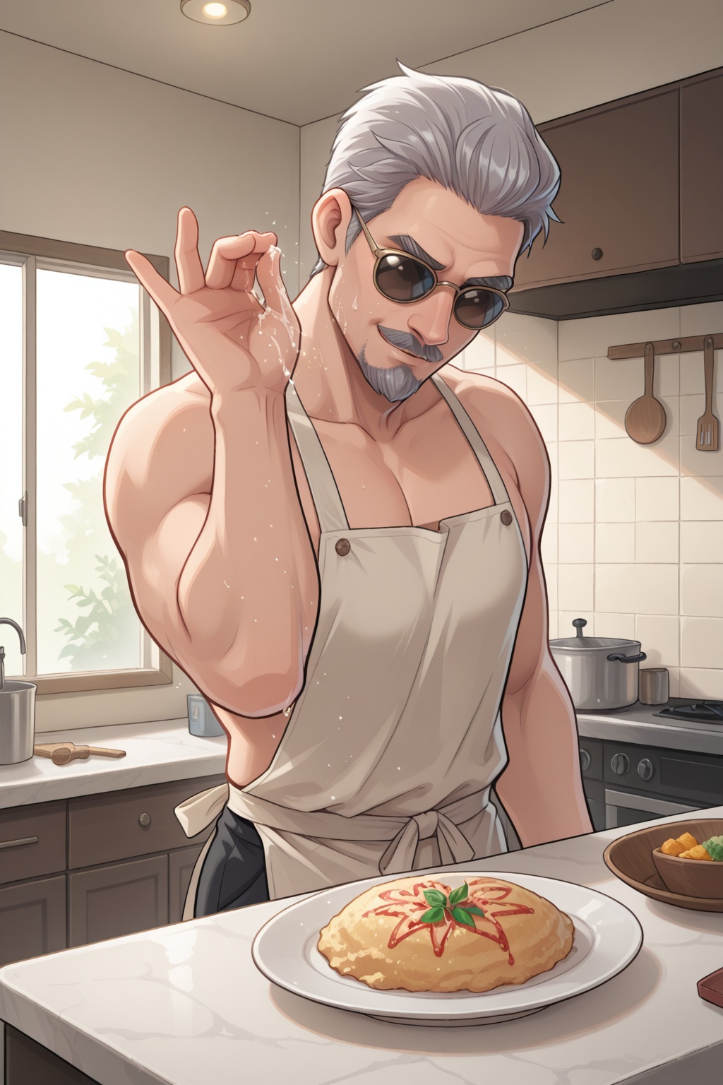 K1ngMagnifico,  grey hair,  grey mustache on Tensor.Art