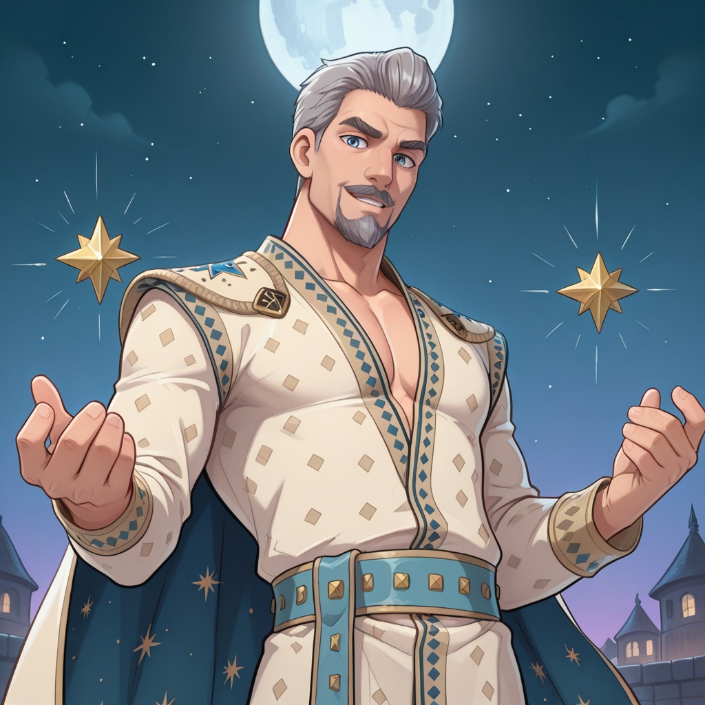 K1ngMagnifico,  grey hair,  grey mustache on Tensor.Art