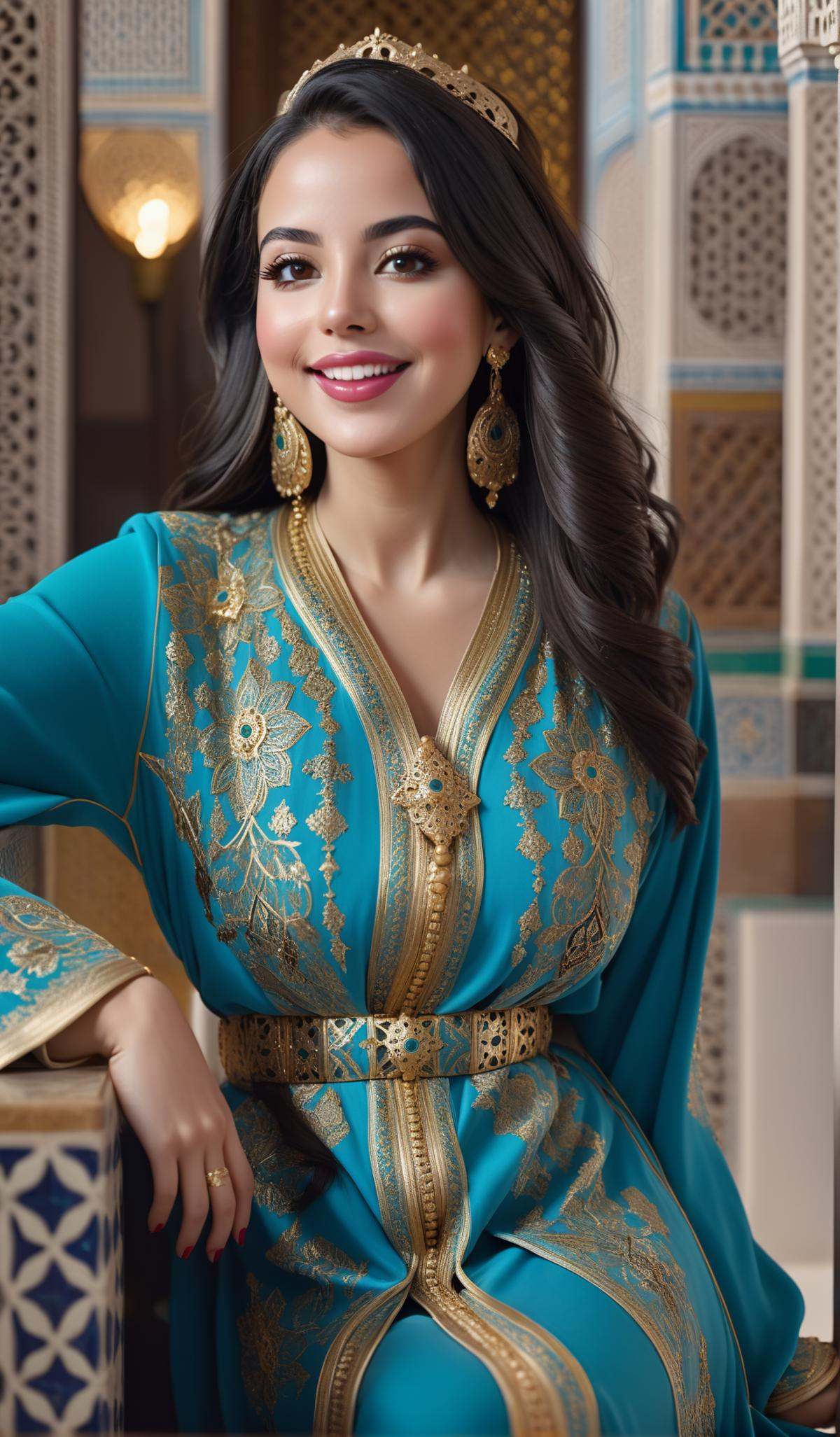 Masterpiece,  4K,  woman wearing a Moroccan caftan on Tensor.Art