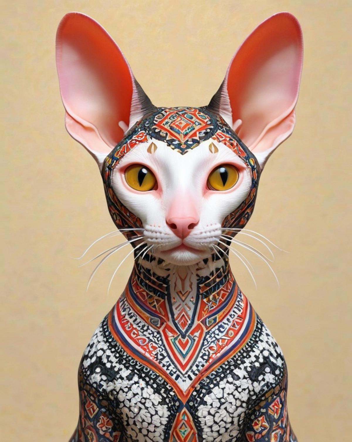 painting,  kawaii Oriental Shorthair Cat of Doom,  3d illusion on Tensor.Art