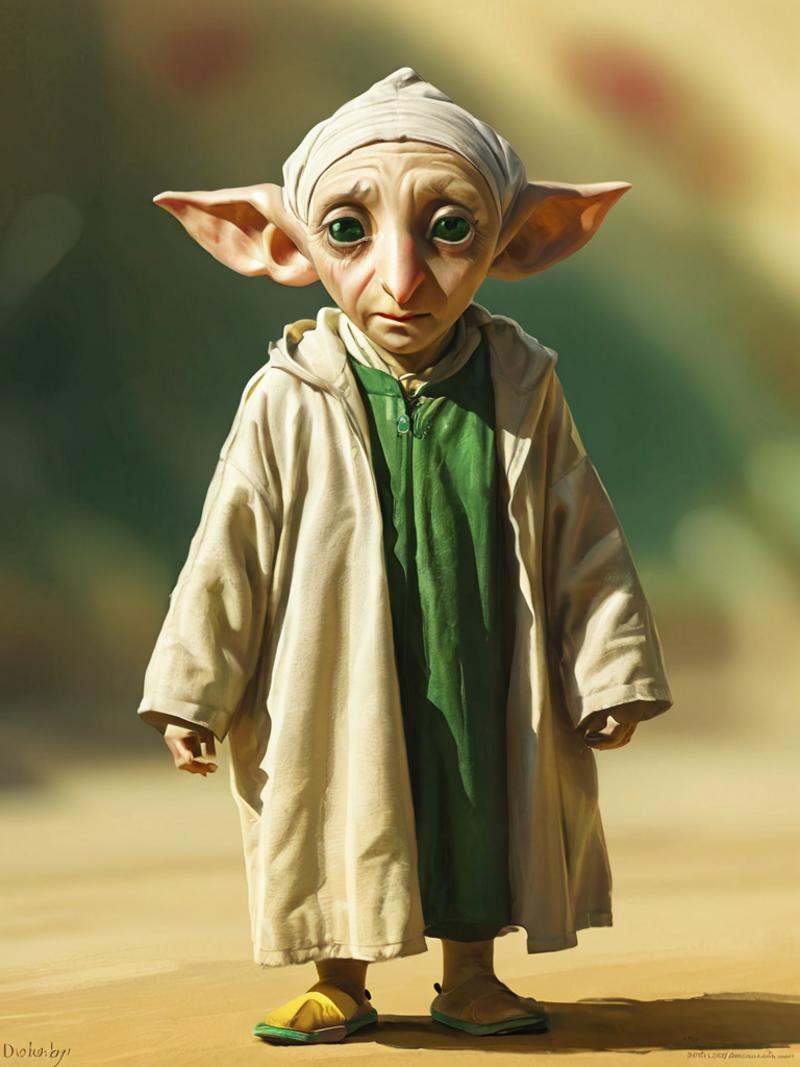 concept art,  Dobby Clown,  Dobby is wearing djellaba [Raging:Senseless:4] on Tensor.Art