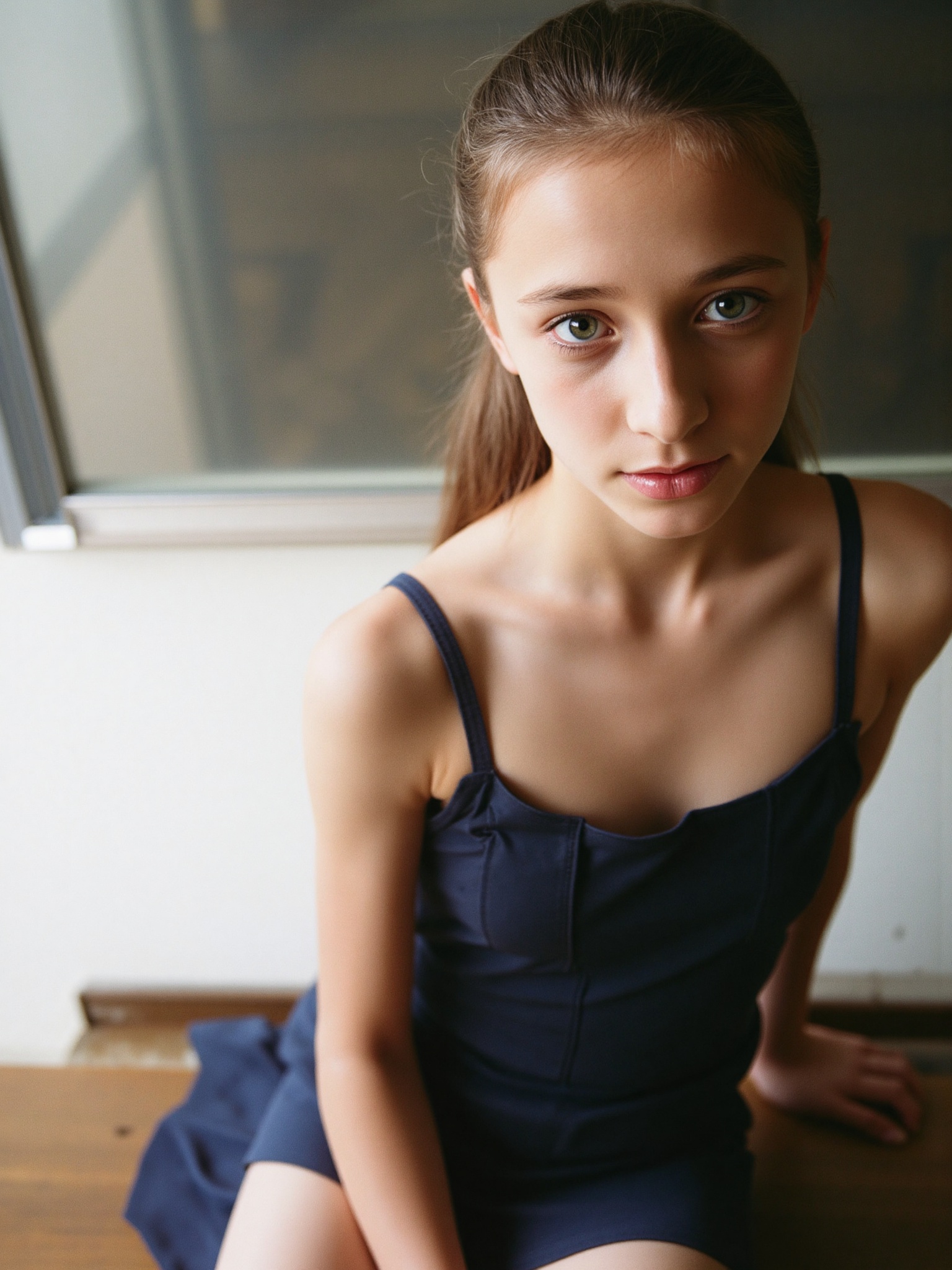 A photo of a 15-year-old Russian actress,  The image is shot on 35mm film with a shallow depth of field., on Tensor.Art