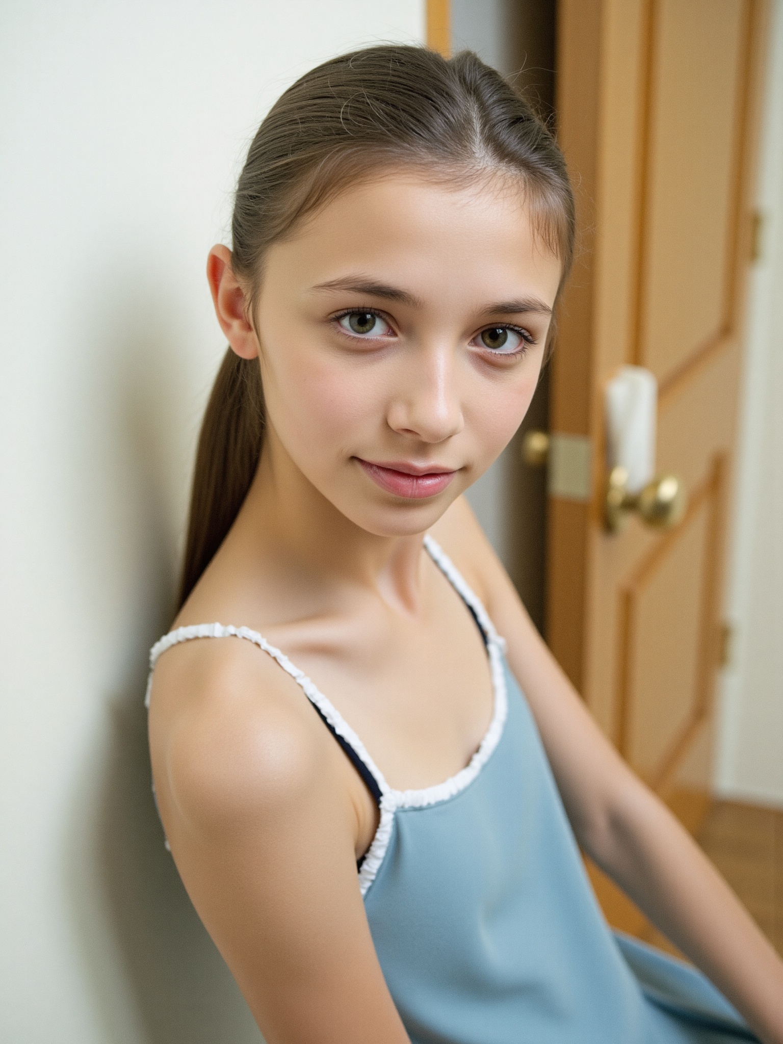 A photo of a 15-year-old Russian actress,  The image is shot on 35mm film with a shallow depth of field., on Tensor.Art