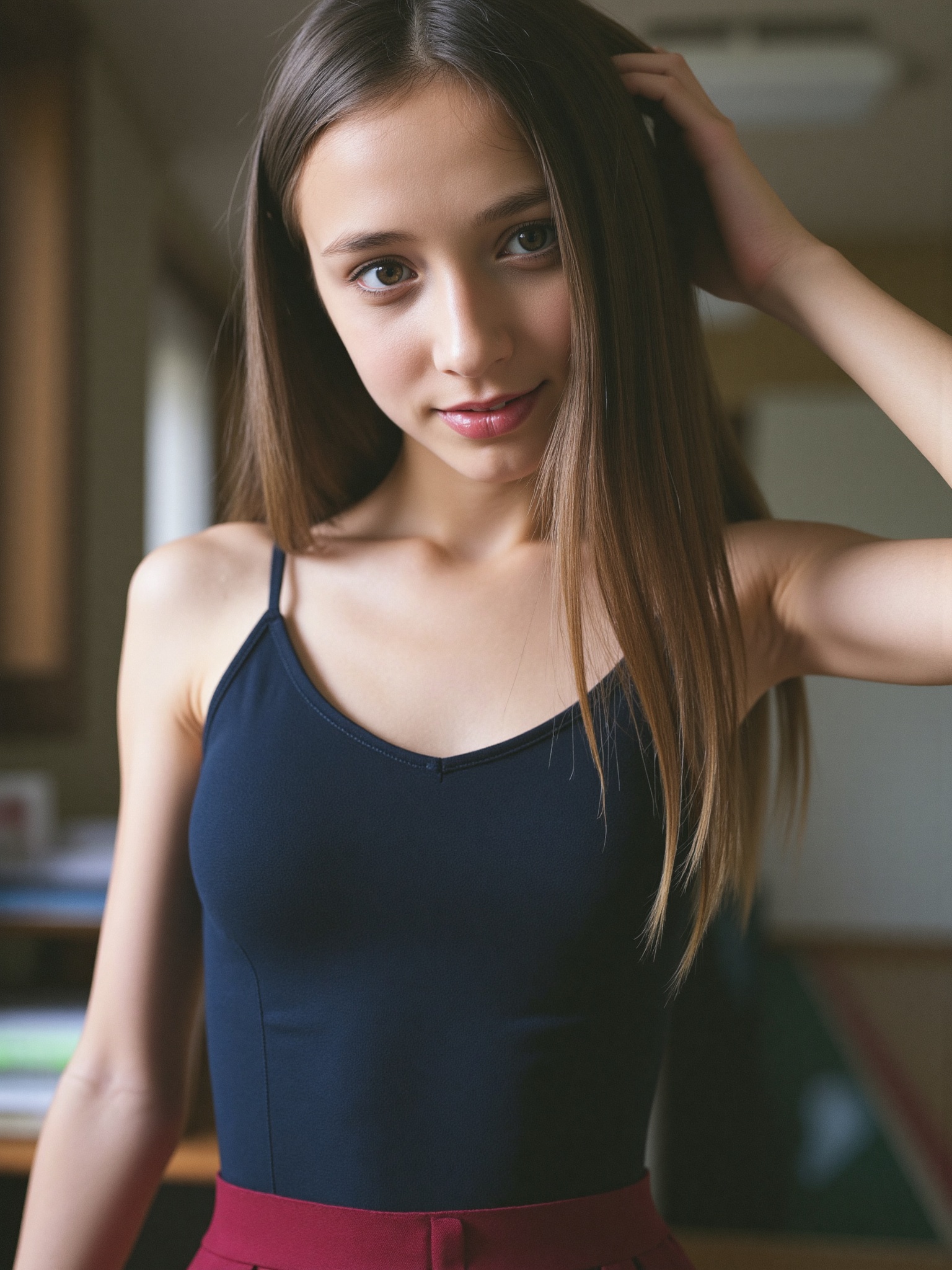 A photo of a 15-year-old Russian actress,  The image is shot on 35mm film with a shallow depth of field., on Tensor.Art
