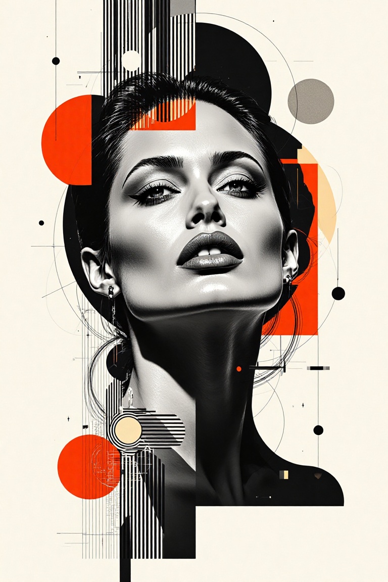 Angelina Jolie portrait,  poster,  photo collage on Tensor.Art