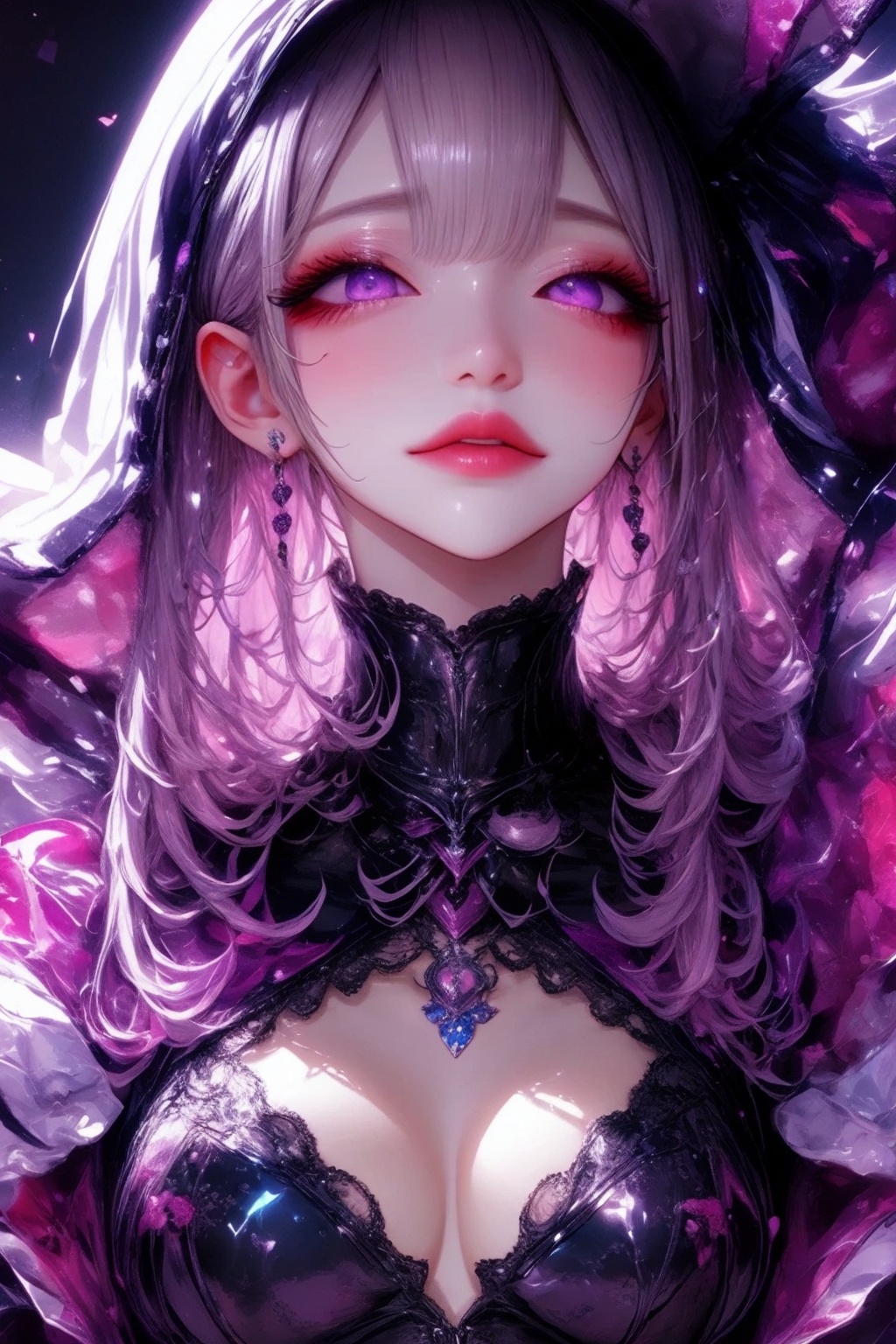 Beautifully detailed lips,  Highly detailed eyes and face,  Purple eyes on Tensor.Art