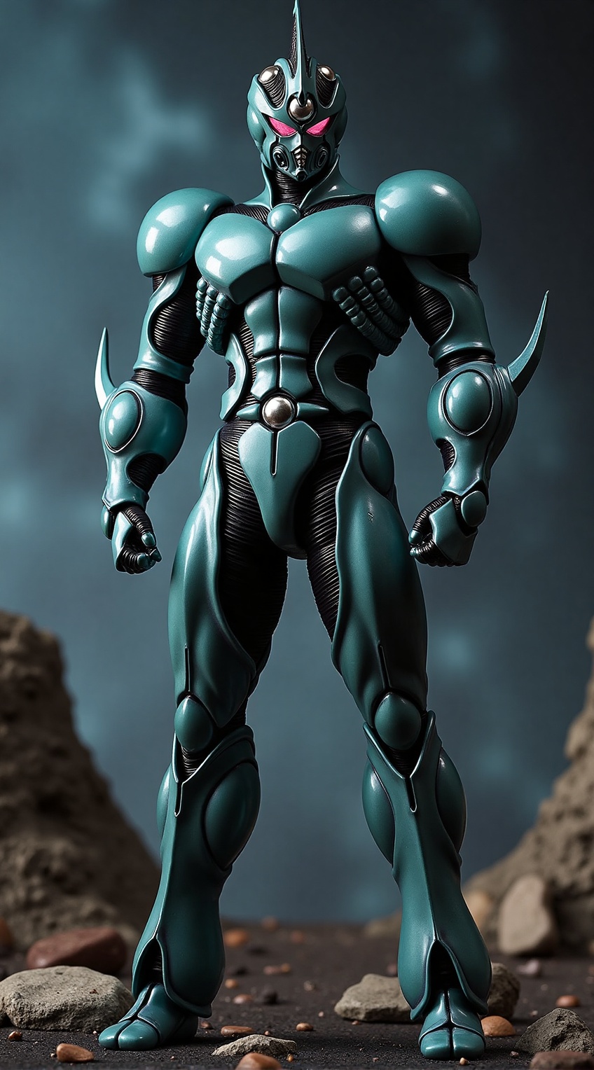Close-up portrait of Bio Booster Armor Guyver,  upper body,  battle-worn finish on Tensor.Art