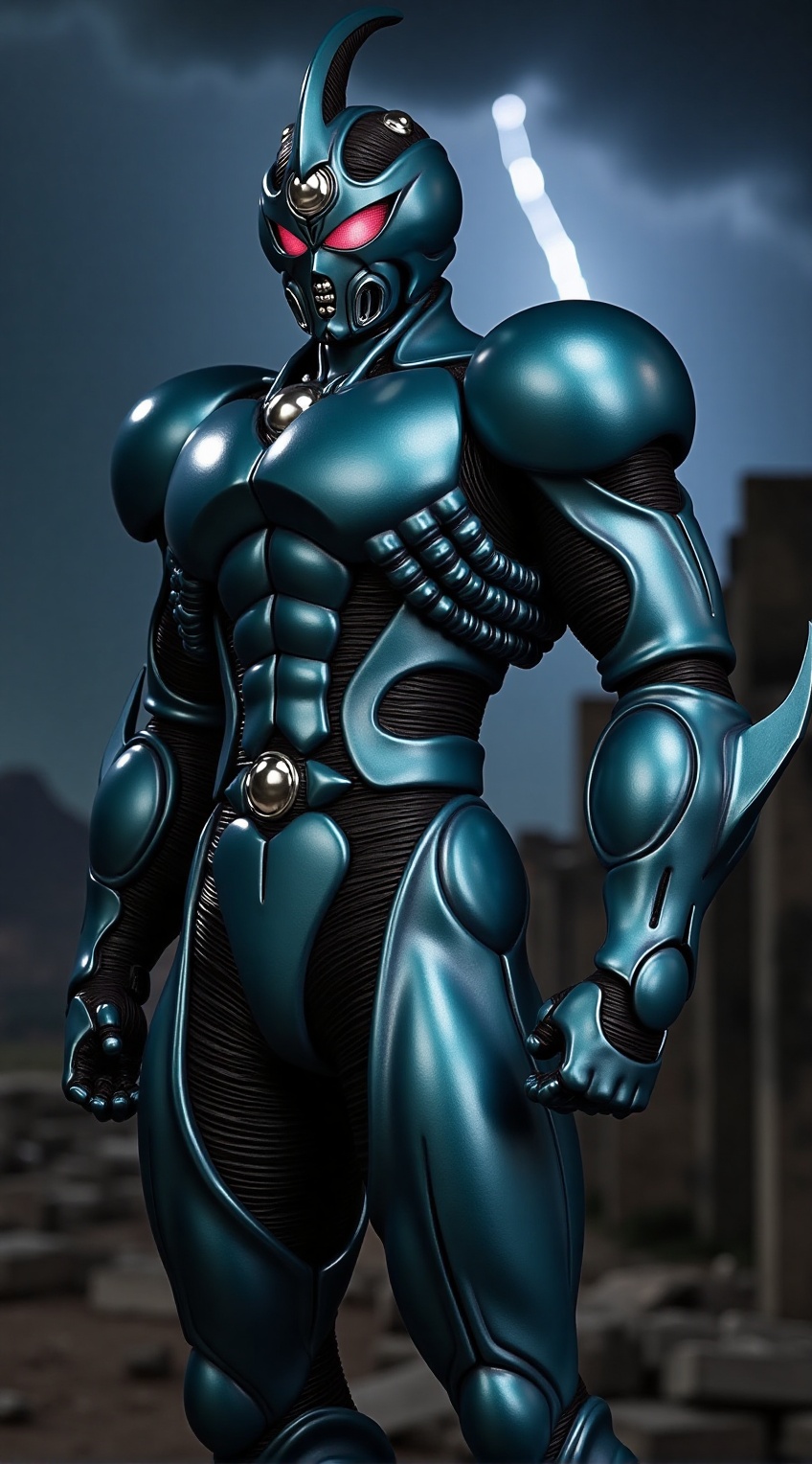 Close-up Upper body portrait of Bio Booster Armor Guyver,  dynamic pose,  slightly angled stance on Tensor.Art