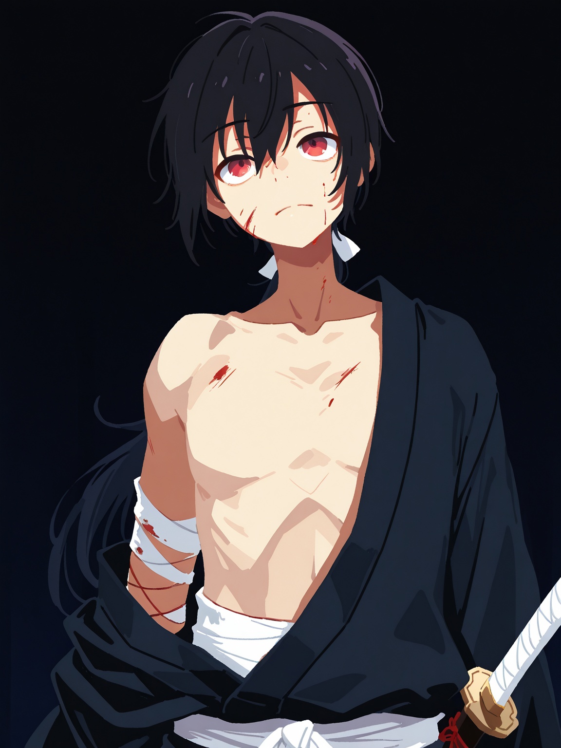 long hair,  black hair,  1boy on Tensor.Art