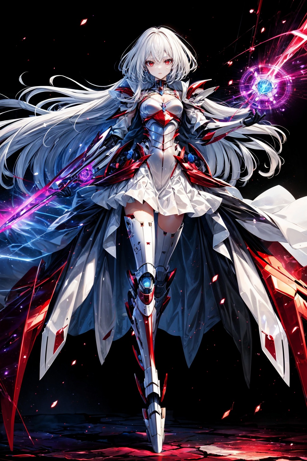 mecha style magical girl,  White hair,  red eyes on Tensor.Art