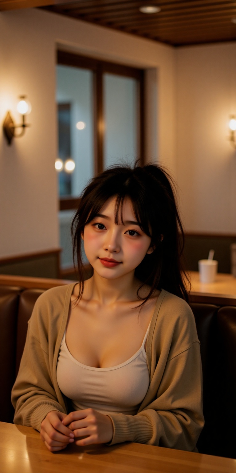 A photograph taken with Hasselblad X2D C100 of a lovely girlfriend. She wears a casual,  playful outfit. She has long hair...