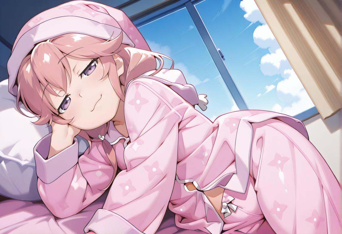 pinkjamas,  pink hair,  long_hair on Tensor.Art