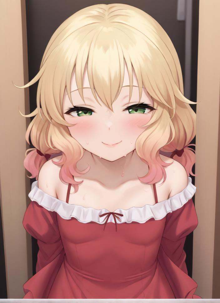 seductive smile,  gradient hair,  low twintails on Tensor.Art