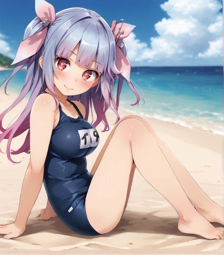 beach,  gradient hair, on Tensor.Art