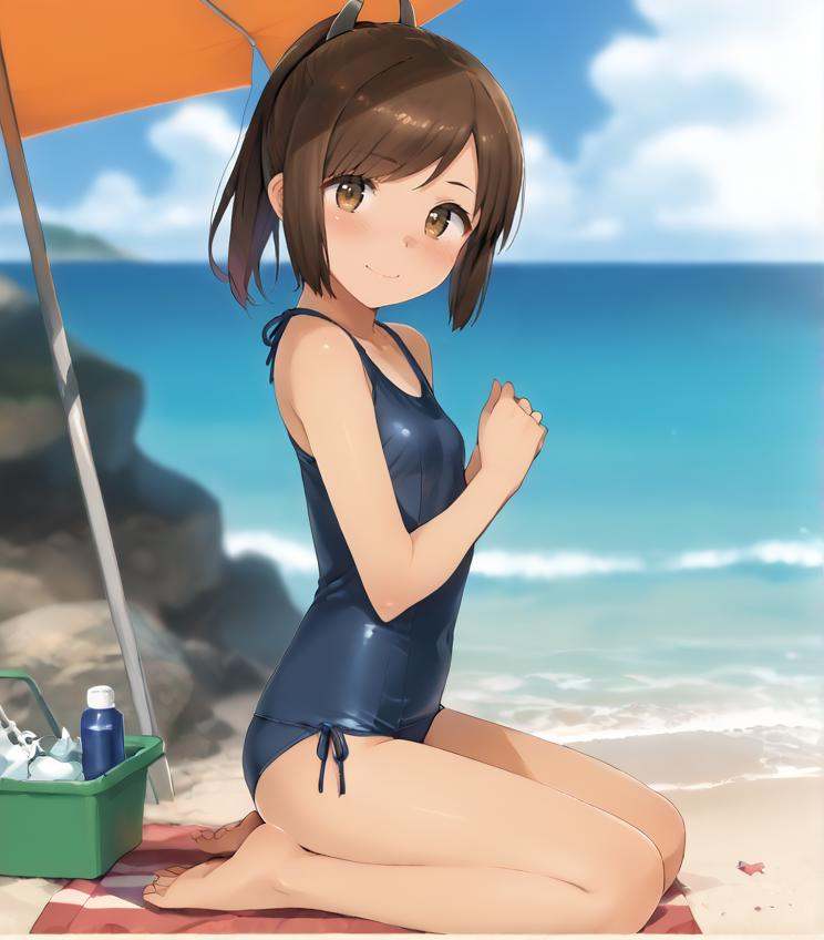 beach,  gradient hair, on Tensor.Art