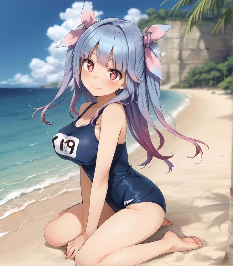 beach,  gradient hair, on Tensor.Art