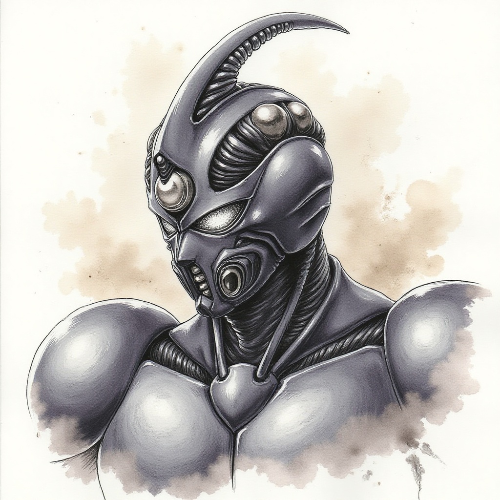 Close-up of Guyver,  ((upper body)),  ek_1nk_art on Tensor.Art