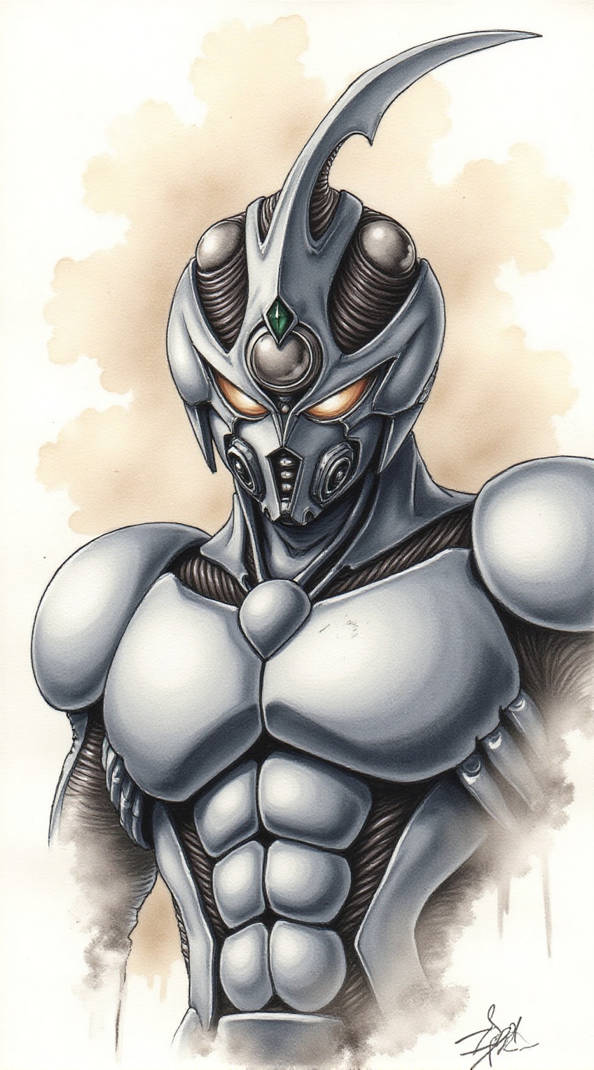 Close-up of Guyver,  ((upper body)),  ek_1nk_art on Tensor.Art