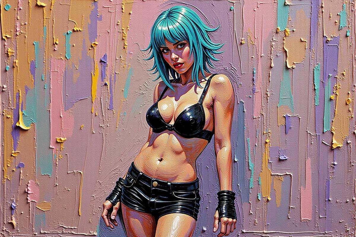 Positive prompt: impasto oil painting,  woman,  punk girl on Tensor.Art