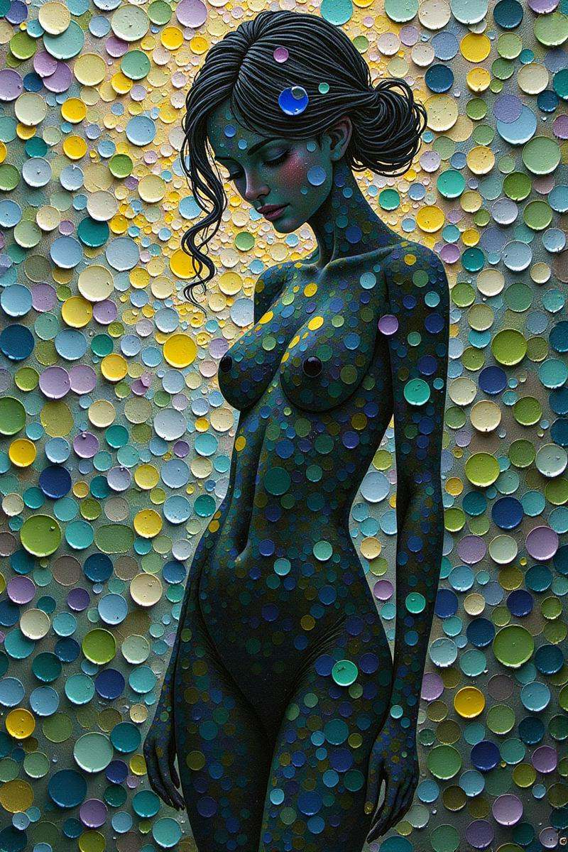 Positive prompt:anime style thick palette knife impasto oil painting,  woman,  dark lemonchiffon skin on Tensor.Art
