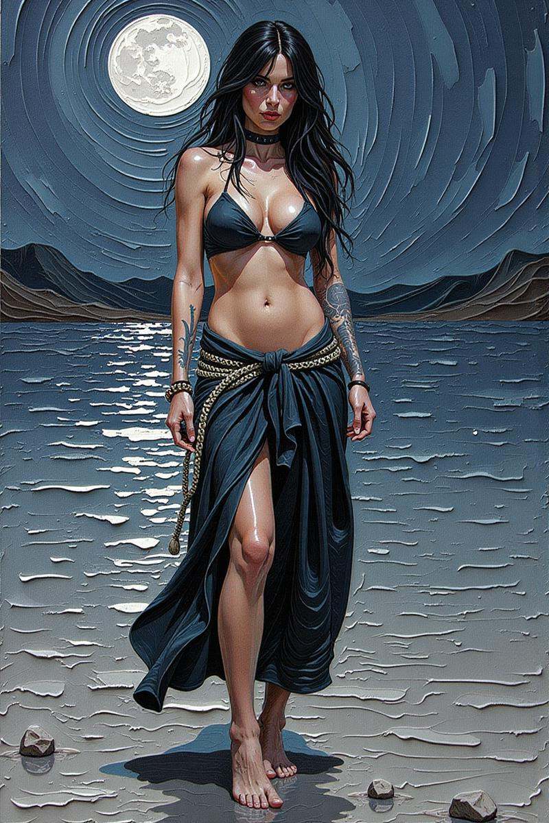 Positive prompt: impasto oil painting,  woman,  desert on Tensor.Art