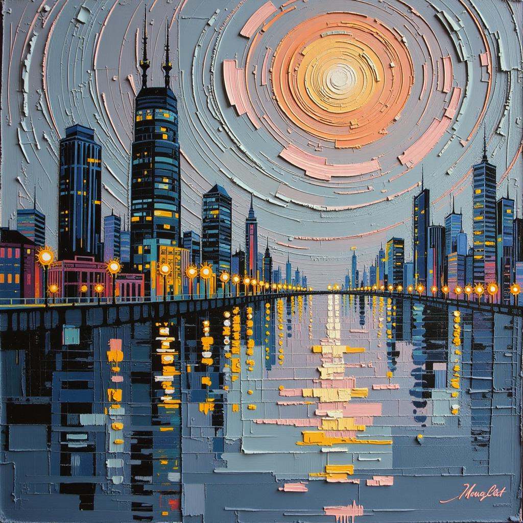 Positive prompt:anime style thick palette knife impasto oil painting,  retro 1930s period drama,  Mudflat on Tensor.Art