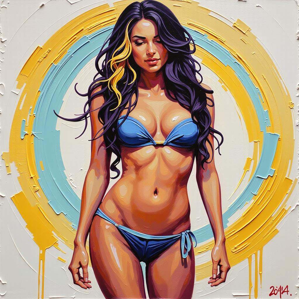 Positive prompt: thick brush strokes impasto oil painting,  woman,  race queen on Tensor.Art