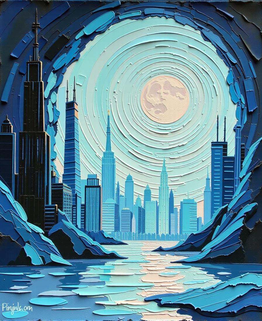Positive prompt:anime style thick palette knife impasto oil painting,  detailed,  pastel aqua and medium antiquewhite colo...