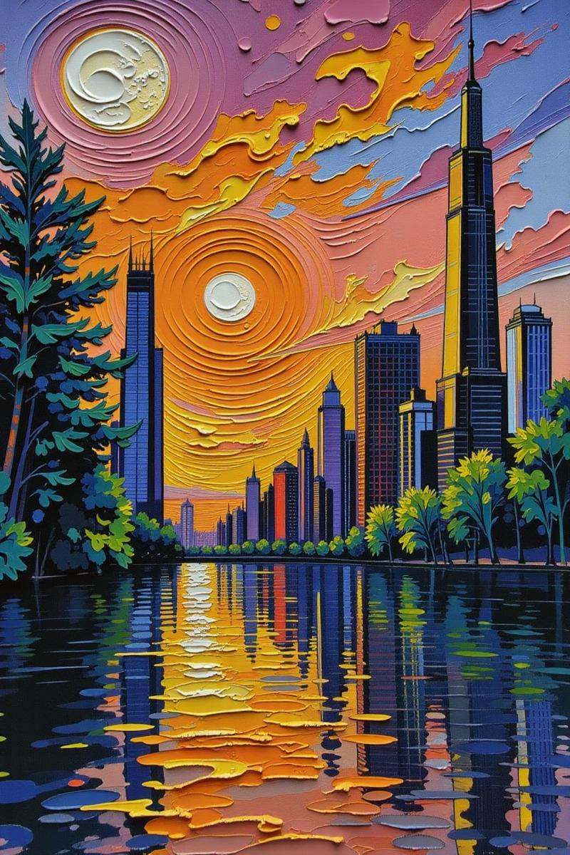 Positive prompt: thick brush strokes impasto oil painting,  retro 1950s steampunk,  __esfv/ground__ on Tensor.Art