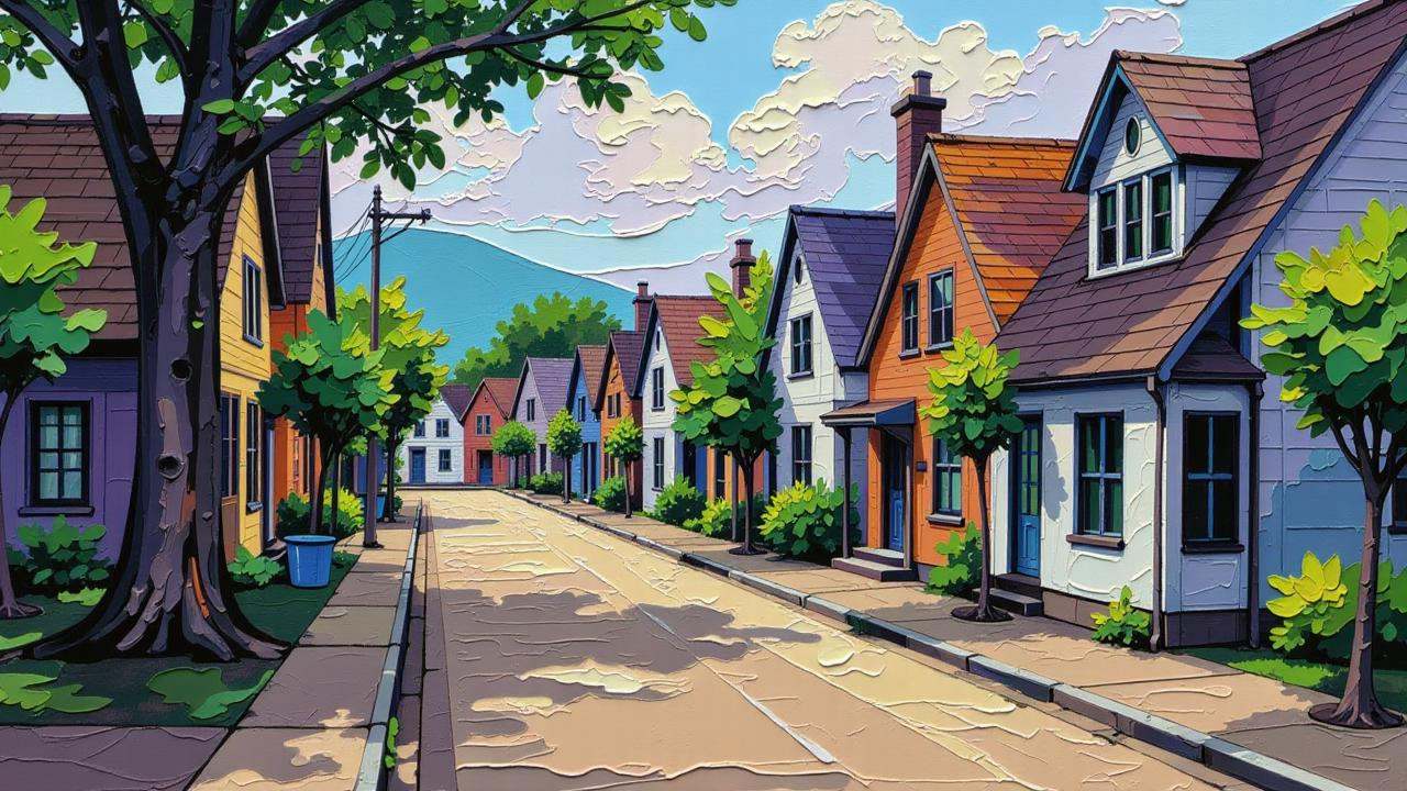 Positive prompt:anime style thick textuyred brush strokes impasto oil painting,  __esfv/ground__,  cozy fantasy town outsi...