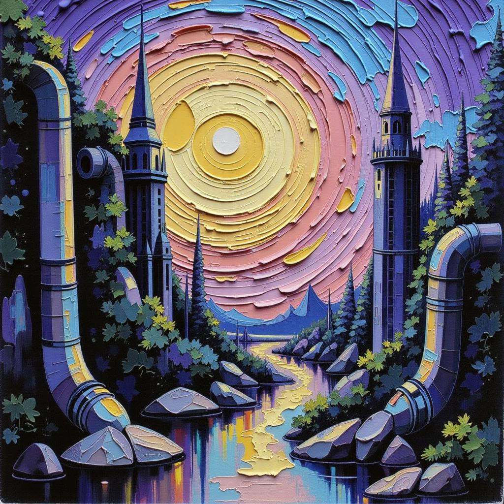 Positive prompt: thick impasto oil painting,  palette knife painting,  elfpunk on Tensor.Art
