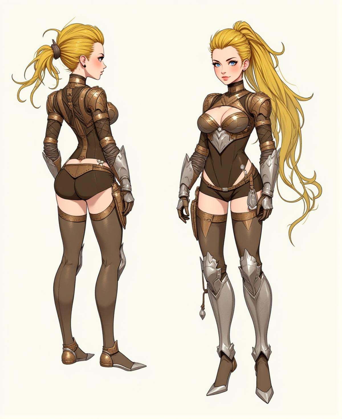 Positive prompt:character concept,  full body and two close-ups,  1girl on Tensor.Art