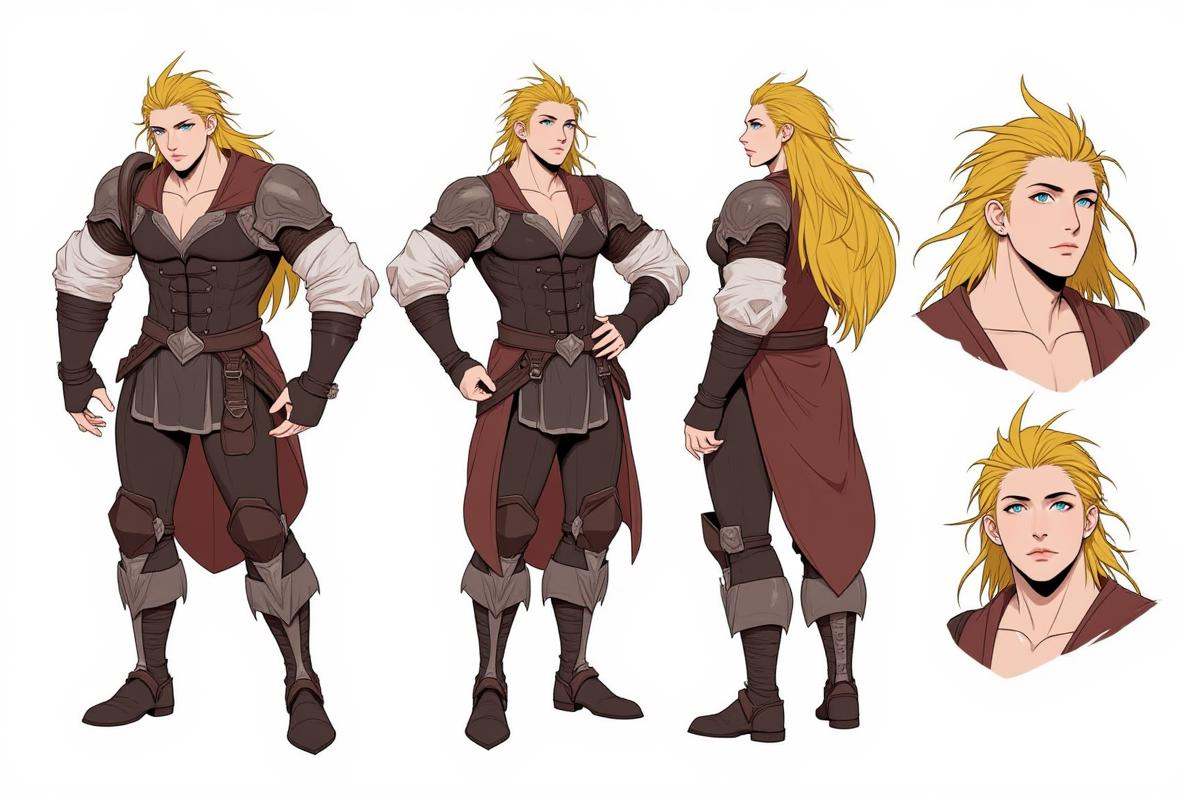Positive prompt:character concept,  multiple angles,  multiple full body poses on Tensor.Art