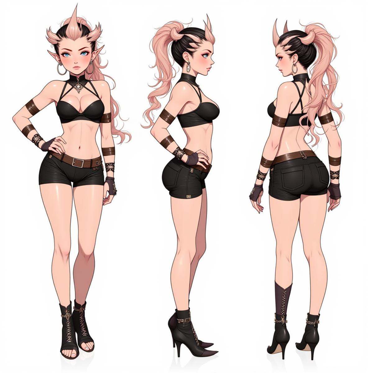 Positive prompt:character concept,  multiple angles,  multiple full body poses on Tensor.Art