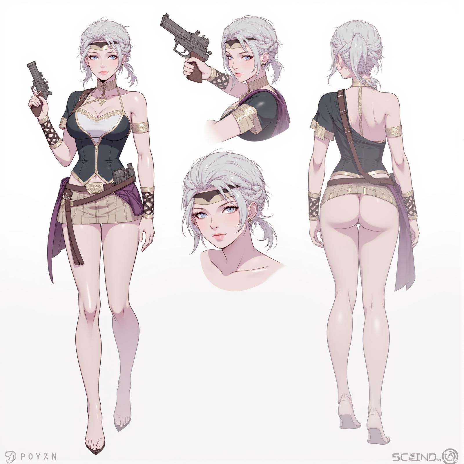 Positive prompt:character concept,  multiple angles,  multiple full body poses on Tensor.Art