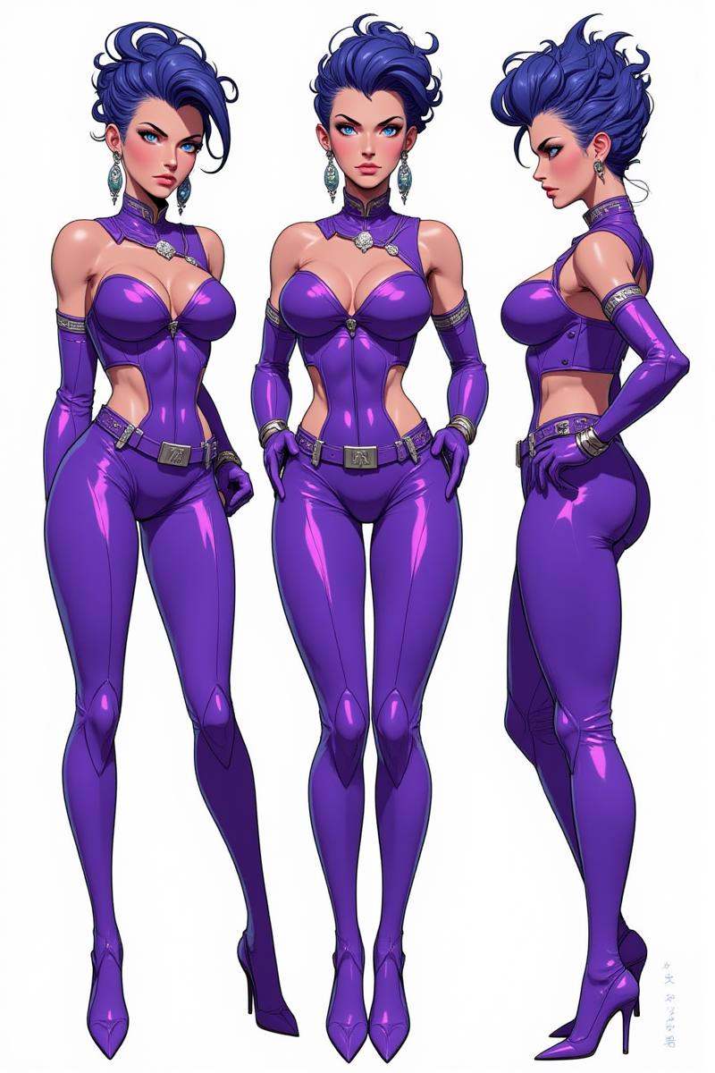 Positive prompt:character concept,  multiple angles,  multiple full body poses on Tensor.Art