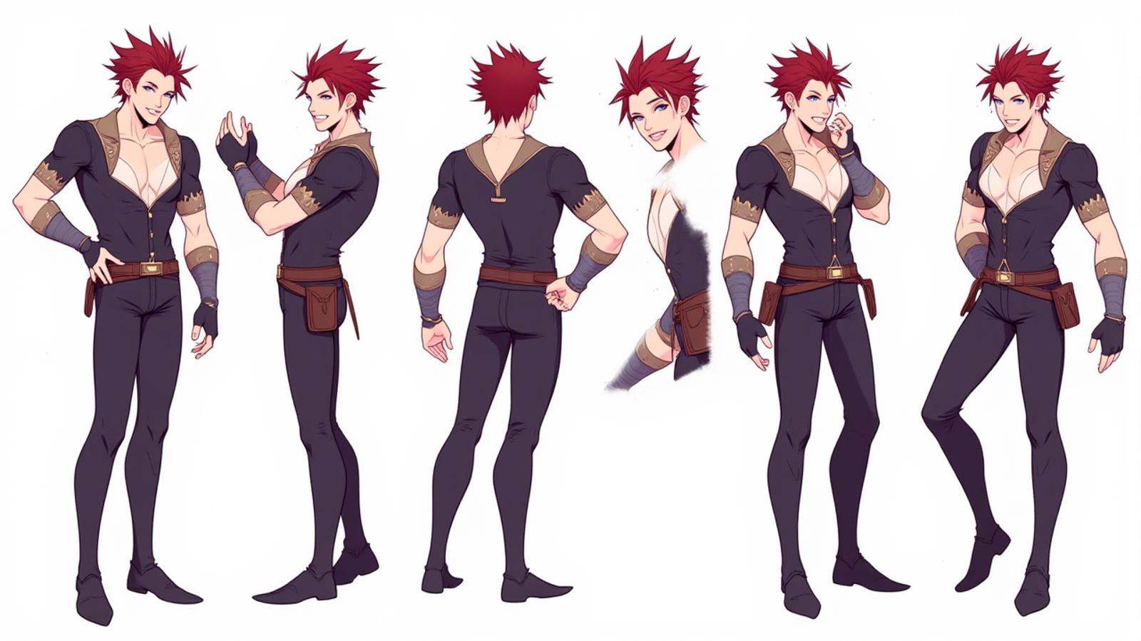 Positive prompt:character concept,  multiple angles,  multiple full body poses on Tensor.Art