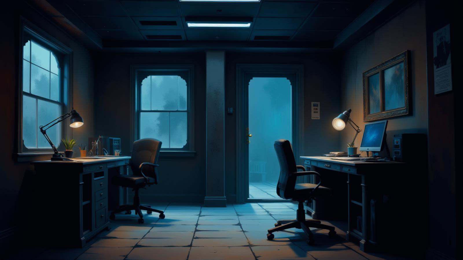 Positive prompt:moody comics style fantasy digital painting,  Copy and Printing Room \(room\) on Tensor.Art