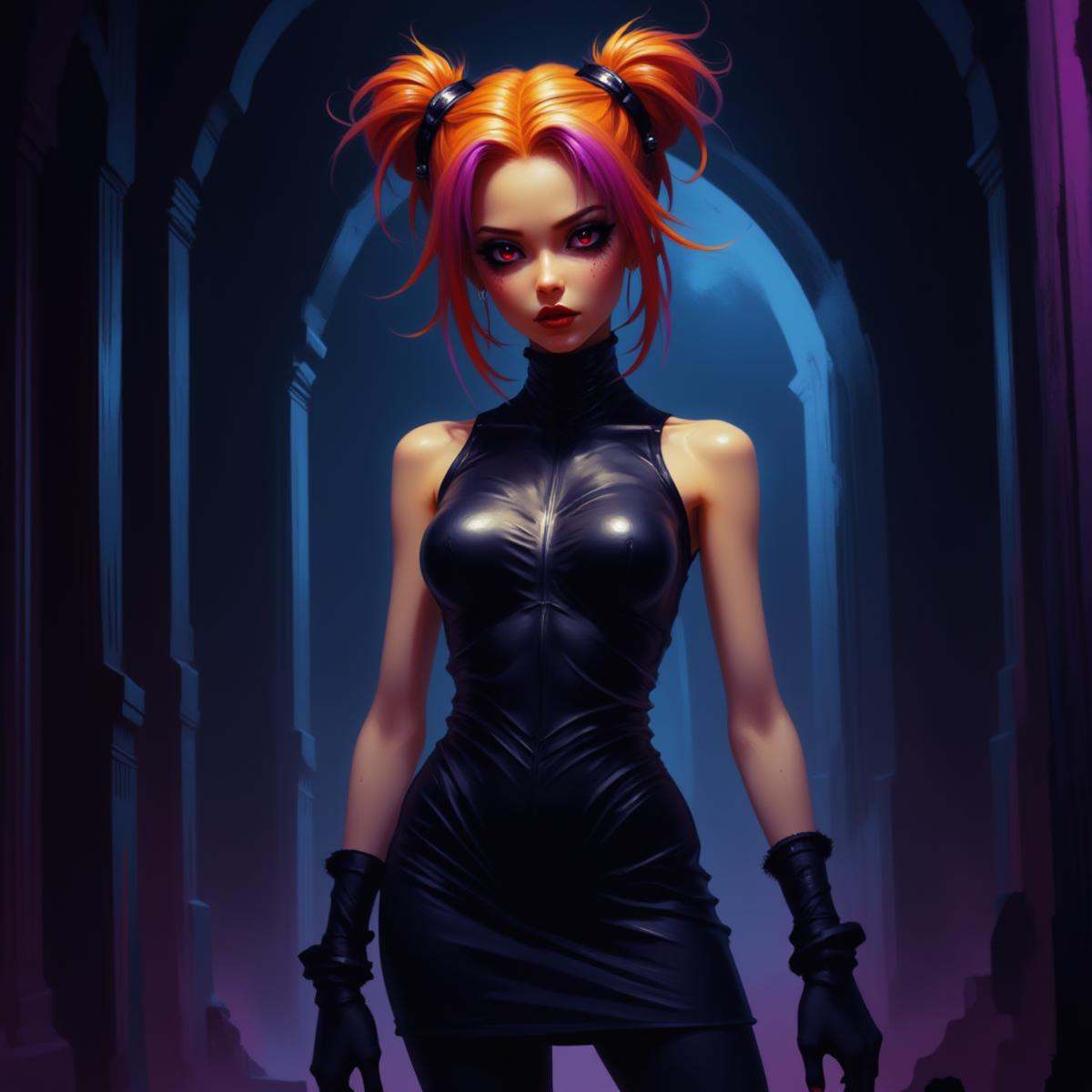 Positive prompt:moody anime style fantasy digital painting,  1girl,  woman on Tensor.Art