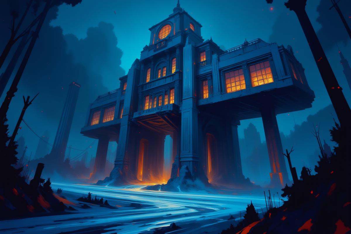 Positive prompt:moody anime style digital painting,  streamline moderne cheerful fantasy megastructure outside of reality...