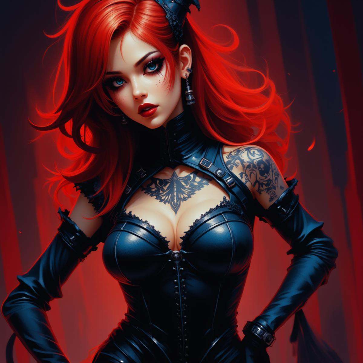 Positive prompt:epic comics style digital painting,  1girl,  woman on Tensor.Art