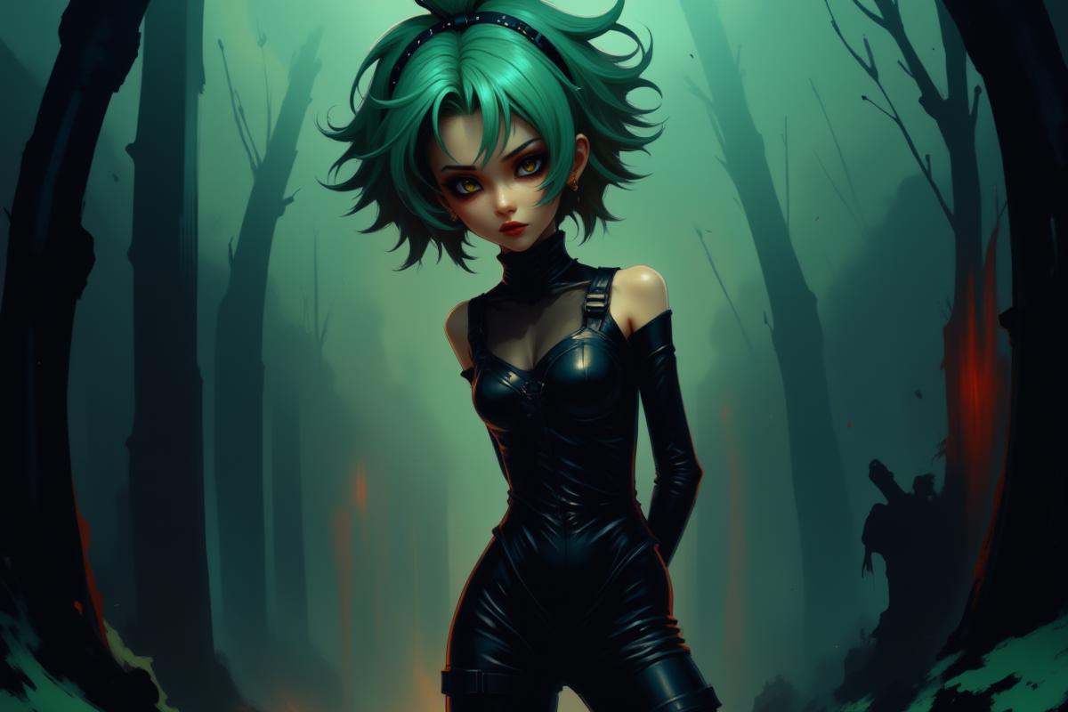 Positive prompt:moody anime style fantasy digital painting,  1girl,  woman on Tensor.Art