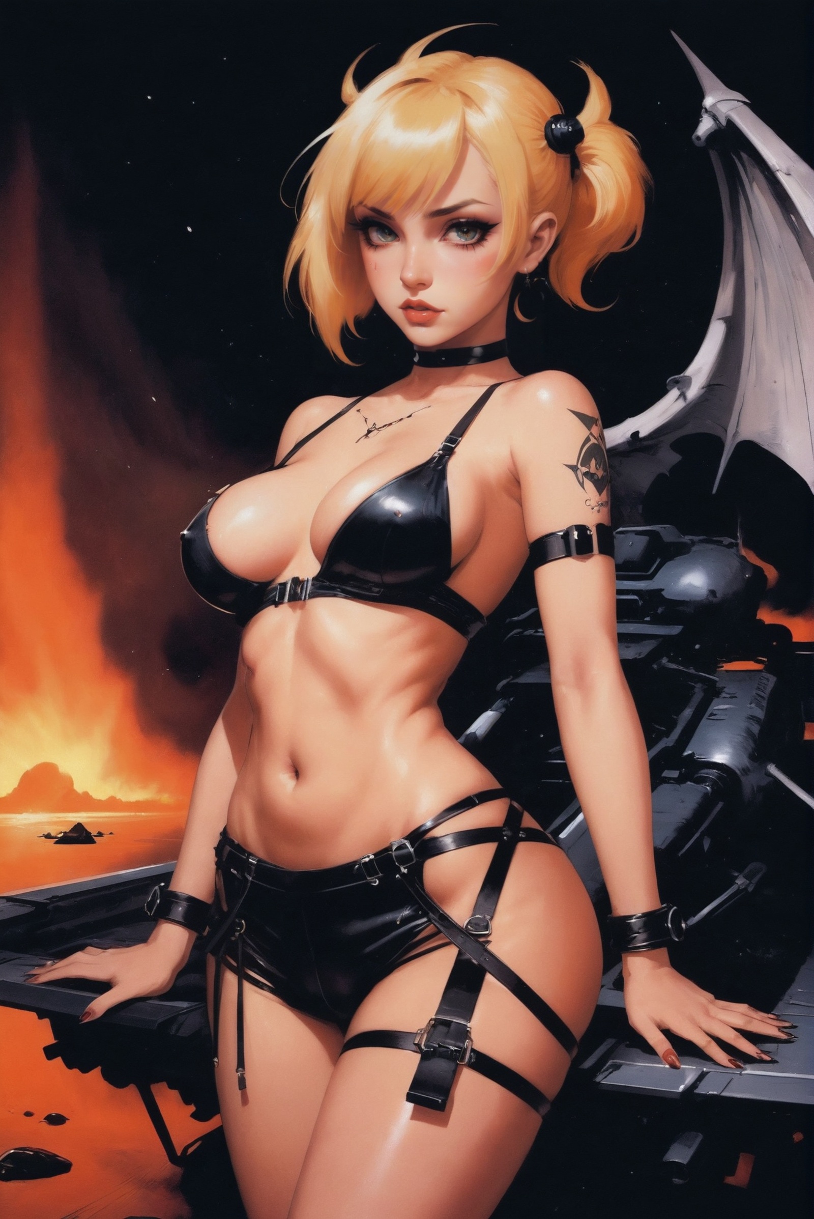 retro 1930s post-apocalyptic poster,  rough brush strokes,  anime style on Tensor.Art
