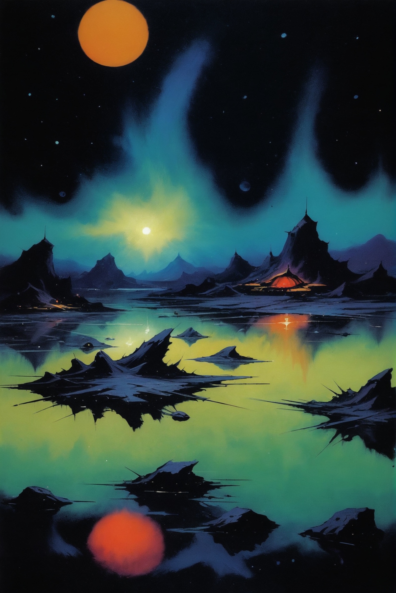 retro 1960s book cover,  rough brush strokes,  cosmic on Tensor.Art