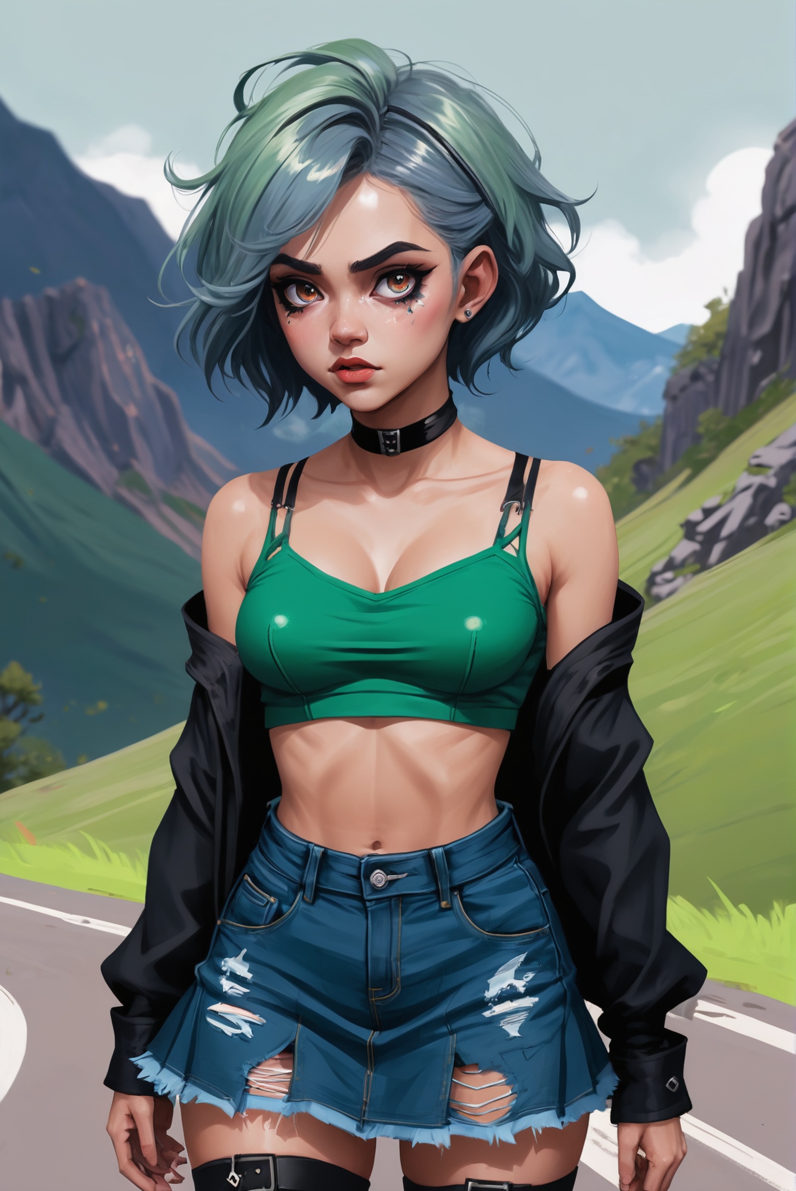 rough brushy digital painting,  sketch,  Cyclops Mountain Pass on Tensor.Art