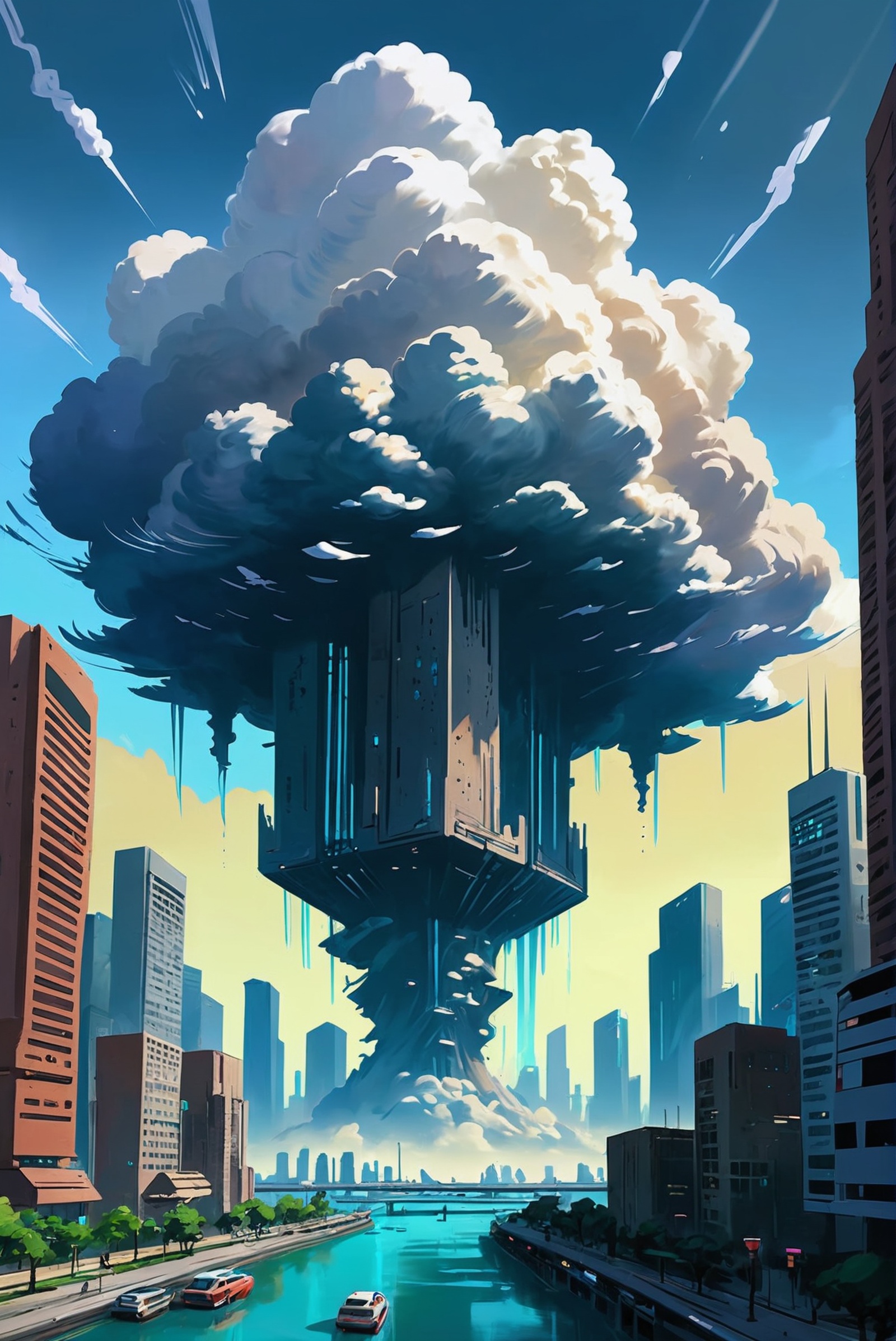 rough brushy digital painting,  sketch,  a utopian scifi cloud megacity at the end of the multiverse on Tensor.Art