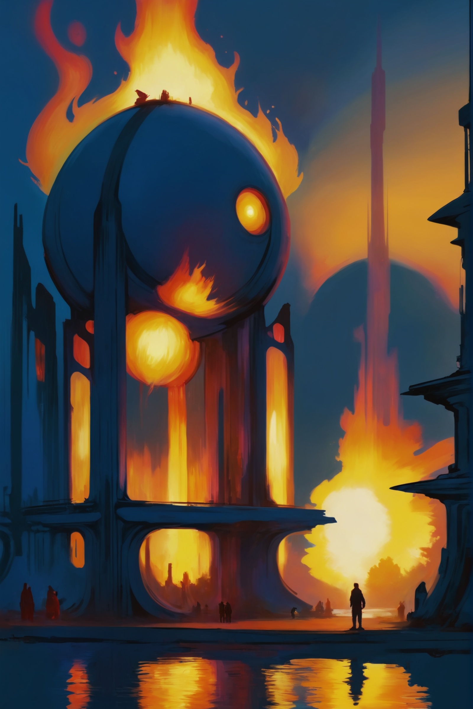 digital painting,  far future scifi,  golden hour on Tensor.Art
