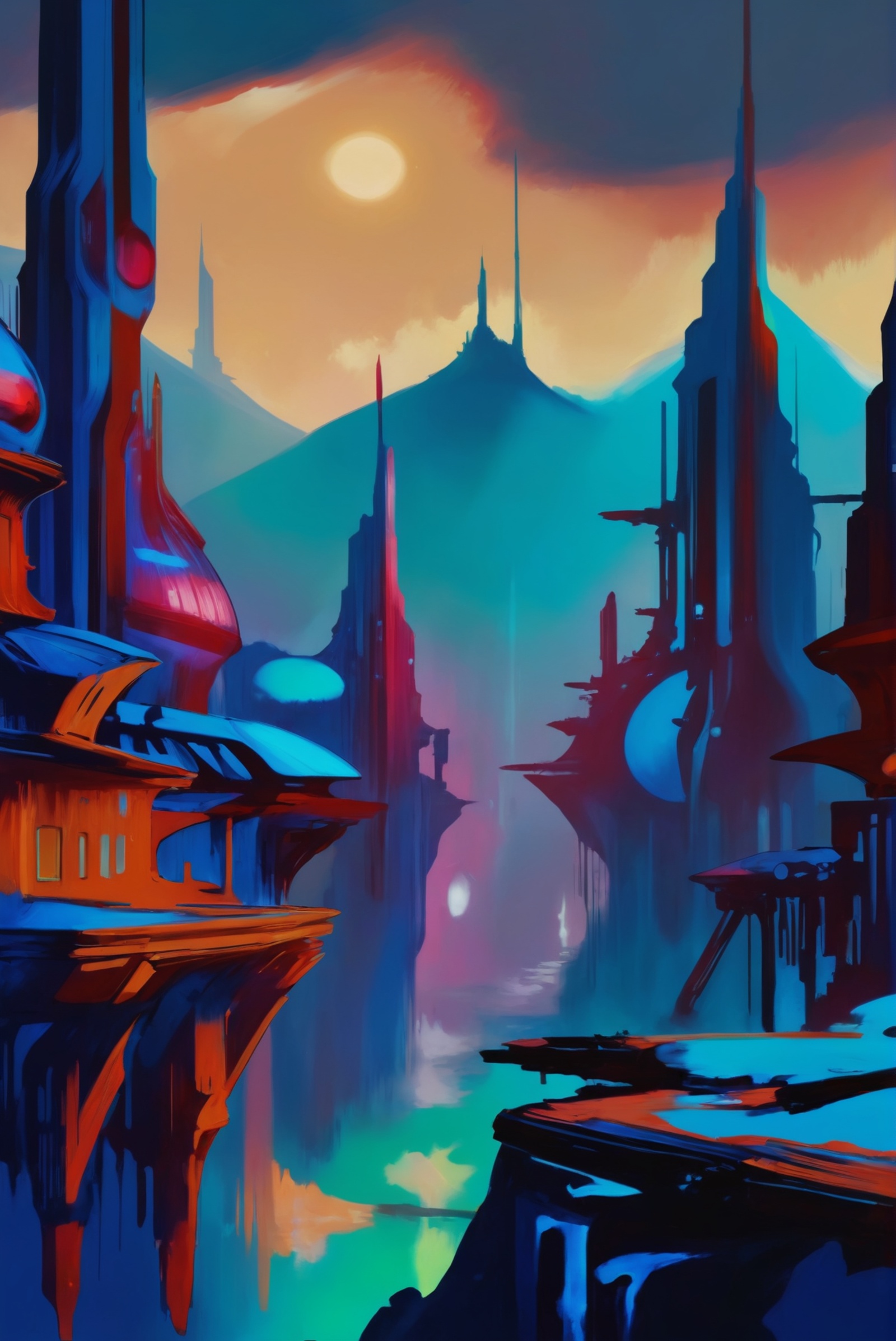 digital painting,  far future scifi,  scifi city on Tensor.Art